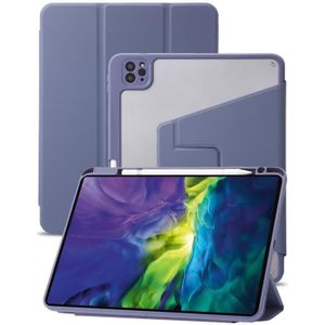 Voor iPad Pro 11 2022/2021/2020/2018 3-Fold 360 Rotatie Acryl Lederen Smart Tablet Case (Lavendel Paars Grijs)
