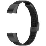 Voor Fitbit Alta / Alta HR / ACE Watch Button Mesh Metalen vervangende band Watchband  Maat:S(Zwart)