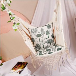 Omzoomde Hangmat Slaapzaal Indoor Opknoping Hangmat Tuin Courtyard Swing Chair met een kussen