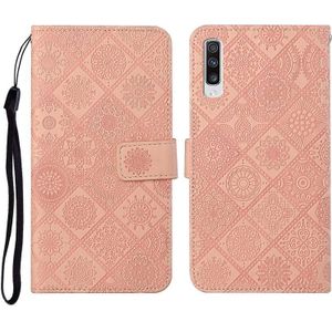 Voor Samsung Galaxy A50 Ethnic Style Embossed Pattern Horizontal Flip Leather Case met Holder & Card Slots & Wallet & Lanyard(Pink)