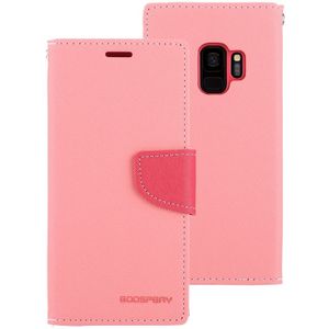 MERCURY GOOSPERY FANCY dagboek voor Galaxy S9 Kruis textuur horizontale Flip lederen draagtas met kaartsleuven & portemonnee & Holder(Pink)
