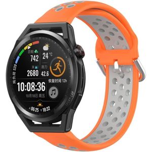 Voor Huawei Watch GT Runner 22 mm geperforeerde ademende sport siliconen horlogeband (oranje + grijs)
