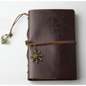 2 PC'S spiraal notebook dagboek Kladblok Vintage piraat ankers PU lederen briefpapier gift reiziger Journal  papierformaat: S (koffie)