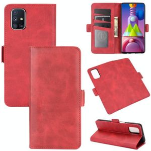 Voor Samsung Galaxy M51 (Side Fingerprint) Dual-side Magnetic Buckle Horizontale Flip Lederen Case met Holder & Card Slots & Wallet(Red)