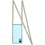 Elegant Rhombic Pattern Microfiber Leather + TPU Shockproof Case met Crossbody Strap-ketting voor iPhone XR