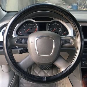 Universele auto lederen pinhole Steering Wheel cover  diameter: 38cm (zwart)