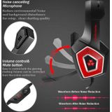 V1 3 5 mm RGB kleurrijke lichtgevende draadcontrole gaming headset  kabellengte: 2.2m (Zwart Rood)