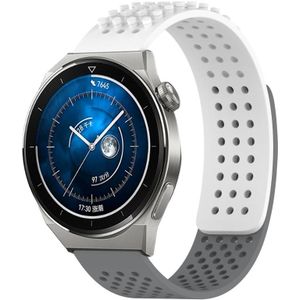 Voor Huawei Horloge GT3 Pro 43mm 20mm Gaten Ademend 3D Dots Siliconen Horlogeband (Wit + Grijs)