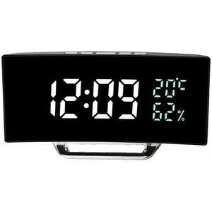 7816 Gebogen scherm LED-temperatuur-/vochtigheidsweergave Multifunctionele klok (wit groen)