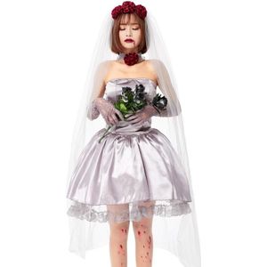 1913 Halloween Adult Vampire Kostuum Hanayome Rose Ghost Bruid Crossdress  Grootte: M (Silver Grey)