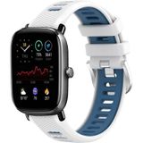 Voor Amazfit GTS 4 Mini 22 mm kruistextuur twee kleuren siliconen stalen gesp horlogeband (wit + blauw)