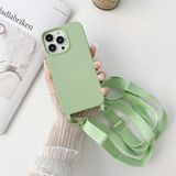 Elastic Silicone Protective Case with Wide Neck Lanyard For iPhone 13(Green)