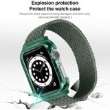 Weven vervangende polsbandjes met frame voor Apple Watch Series 6 & SE & 5 & 4 44mm / 3 & 2 & 1 42mm  Lengte:145mm(Cold Sea Blue)