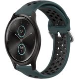 Voor Garmin VivoMove Style 20 mm geperforeerde ademende sport siliconen horlogeband (olijfgroen + zwart)