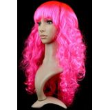 Kleurrijke Wild-Curl Up feest hoofddeksels golvende lange PET pruiken voor Female(Pink)