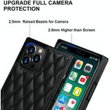 Elegant Rhombic Pattern Microfiber Leather + TPU Shockproof Case met Crossbody Strap Chain voor iPhone 12 Pro Max