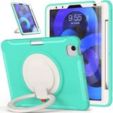 Shocproof siliconen + pc-beschermhoes met 360 graden rotatie opvouwbare handvat grip houder & pen slot voor iPad Air 4 10.9 / PRO 11 2021/2020/2018 (Mint Green)