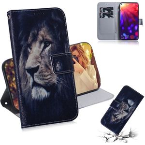 Leeuw patroon gekleurde tekening horizontale Flip lederen case voor Huawei Honor View 20  met houder & card slots & portemonnee