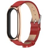 Voor Xiaomi Mi Band 8 Mijobs Plus Case Microfiber PU lederen horlogeband (rood ros goud)