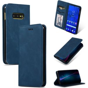 Retro huid voelen Business magnetische horizontale Flip lederen case voor Samsung Galaxy S10 E (marineblauw)