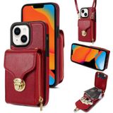 Voor iPhone 14 / 13 Rits Hardware Kaart Portemonnee Telefoonhoes (Rood)