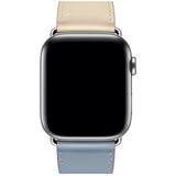 Twee kleuren enkele lus lederen polsband horlogebandje voor Apple horloge serie 3 & 2 & 1 42mm  kleur: grijs blauw + roze wit + Ice Blue