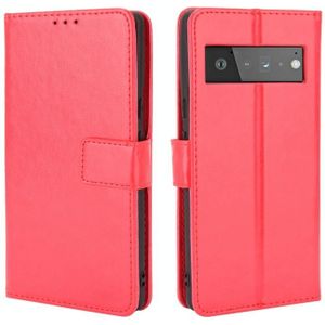 For Google Pixel 6 Crazy Horse Texture Horizontal Flip Leather Case with Holder & Card Slots & Lanyard(Red)