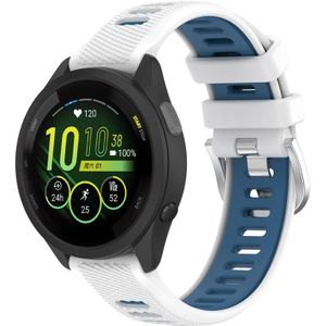 Voor Garmin Forerunner 265S 18 mm sport tweekleurige stalen gesp siliconen horlogeband (wit + blauw)