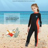 DIVE&SAIL 2 5 mm Kinderduikpak Een stuk warm snorkelpak Drifting Sunscreen Zwempak  Maat: S(Black Orange)
