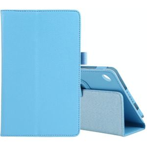 Voor Lenovo Tab M7 Litchi textuur effen kleur horizontale flip lederen geval met houder en pen slot (hemelsblauw)