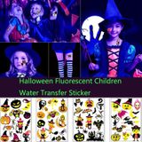 5 stks Halloween Fluorescerende Kinderen Water Transfer Sticker Cartoon Animal Tattoo Sticker (WSYG01)