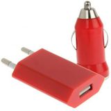 3 in 1 (EU Plug Home oplader  autolader  8 pins kabel) Travel Kit  voor iPhone X / iPhone 8 & 8 Plus / iPhone 7 & 7 Plus / iPhone 6 & 6s & 6 & 6s Plus / iPhone 5 & 5S & SE & 5 C / iPad(Red)