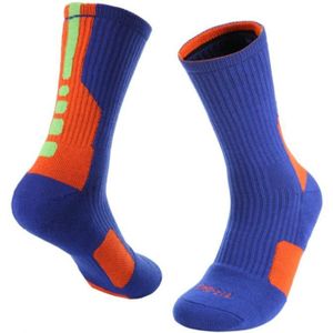 2 paren volwassen Mid tube sokken dikke badstof basketbal sokken  maat: Gratis grootte (kleurrijk blauw)