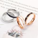 4 PCS Simple Black White Epoxy Couple Ring Women Titanium Steel Ring Jewelry  Size: US Size 10(White Glue Rose Gold)