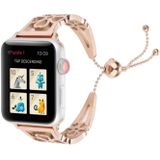 Bloem gevormde armband roestvrijstalen horlogeband voor Apple Watch serie 3 & 2 & 1 42mm (Rose goud)