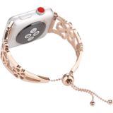 Bloem gevormde armband roestvrijstalen horlogeband voor Apple Watch serie 3 & 2 & 1 42mm (Rose goud)