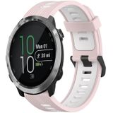 Voor Garmin Forerunner 645 20 mm verticaal patroon tweekleurige siliconen horlogeband (roze+wit)