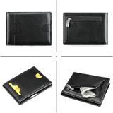 9651 Ultra-thin Two-fold RFID Anti-theft Genuine Leather Wallet For Men and Women(Black)