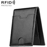 9651 Ultra-thin Two-fold RFID Anti-theft Genuine Leather Wallet For Men and Women(Black)