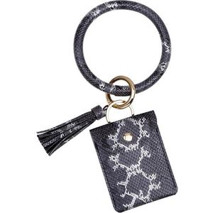 Pols sleutelhanger Coin Portemonnee PU Lederen Snake Print Bracelet Card Case (Zwart )