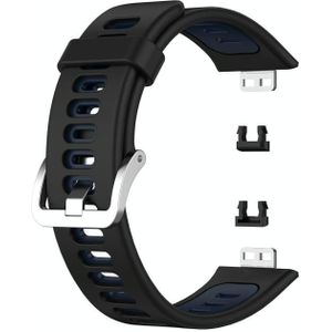 Voor Huawei Watch Fit tweekleurige siliconen vervangende riem watchband (zwart + blauw)