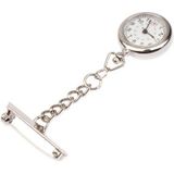 Draagbare legering verpleegkundige ronde quartz polshorloge horloge met pin (zilver)