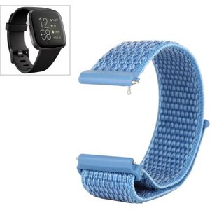 Voor Fitbit Versa / Versa 2 Nylon Watchband met Haak en Loop Fastener(Blauw)
