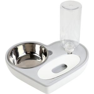 Pet Bowl Liefde En Vochtbestendige Mond Dual-Use Bowl Cat Automatische Water Bowl (Grijs)