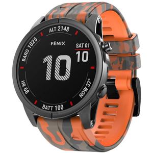 Voor Garmin Fenix 7X Camouflage siliconen horlogeband