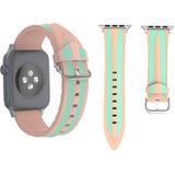 Voor Apple Watch serie 3 & 2 & 1 42mm Fashion dubbele strepen patroon siliconen armbanden (roze + groen)
