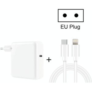 2 in 1 PD3.0 30W USB-C / Type-C Travel Charger met afneembare voet + PD3.0 3A USB-C / Type-C naar 8 Pin Fast Charge Data Cable Set  Kabellengte: 1m  EU-stekker