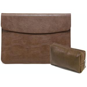Horizontale Litchi textuur laptop tas liner tas voor MacBook 13 3 inch A1502 / 1425/1466/1369 (liner bag + power bag bruin)
