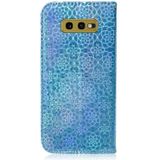 Voor Galaxy S10e effen kleur kleurrijke magnetische Buckle horizontale Flip PU lederen draagtas met houder & kaartsleuven & portemonnee & Lanyard (blauw)