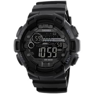 SKMEI 1243 Heren Sporthorloge Outdoor Waterproof Digital Watch(Zwart)